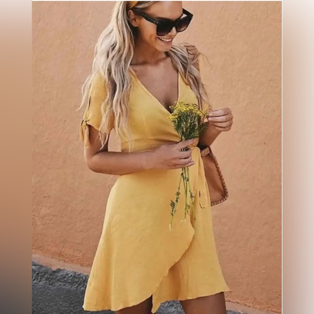 NWT - My Philosophy Golden Yellow Wrap Dress